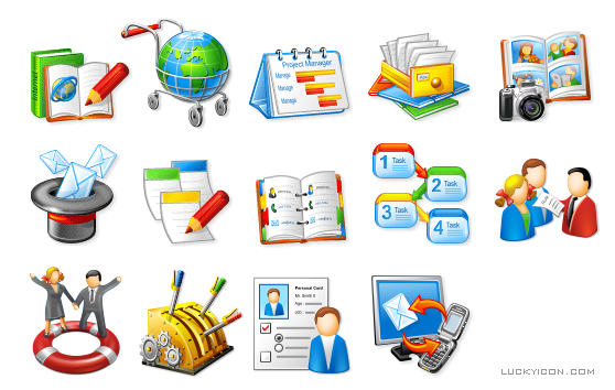 Set of icons for online collaboration software WebAsyst by WebAsyst LLC